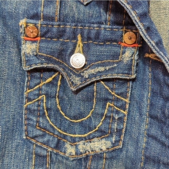 True Religion Jimmy Distressed Denim Jacket Size XS - Picture 3 of 8